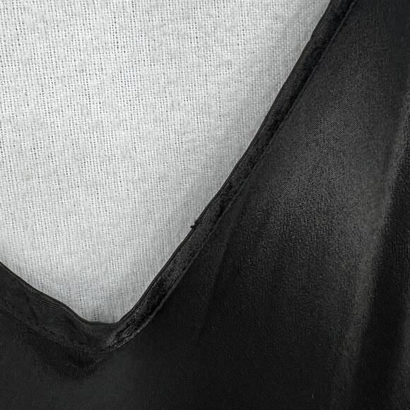 ENZA COSTA Satin Bias Slip Dress Womens XL Black Maxi V-neck Spaghetti Strap - Picture 13 of 16